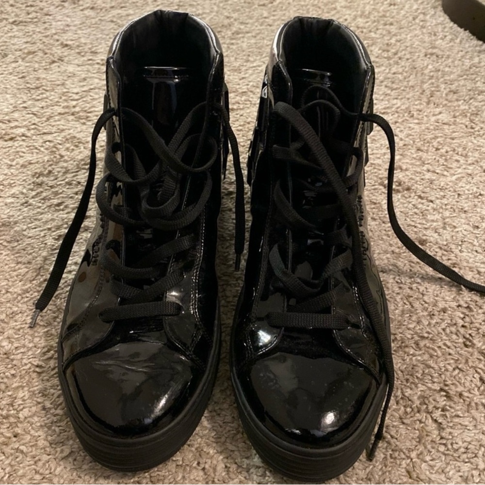 Philipp Plein Black Glossy High-Top Sneakers